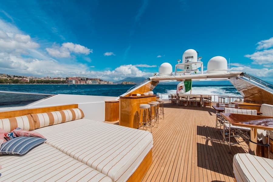 luxury yacht deck, superyacht deck, superyacht party Italy