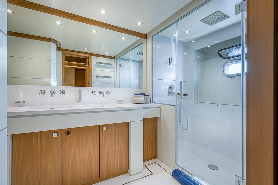 superyacht bath, master bath, luxury yacht charter