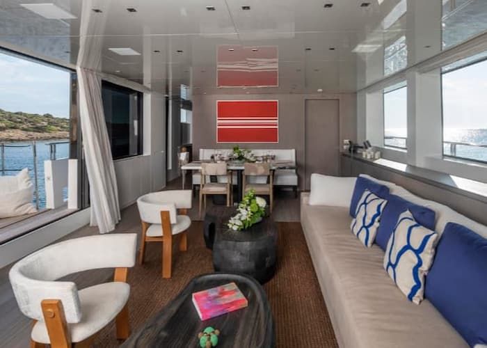 luxury yacht salon, luxury yacht charter, Greece yachting, superyacht interior