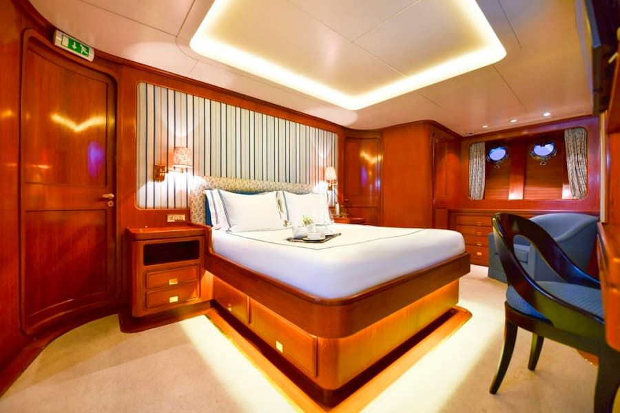 Sailing Yacht Mediterranean, deluxe accommodations, king-size bedroom
