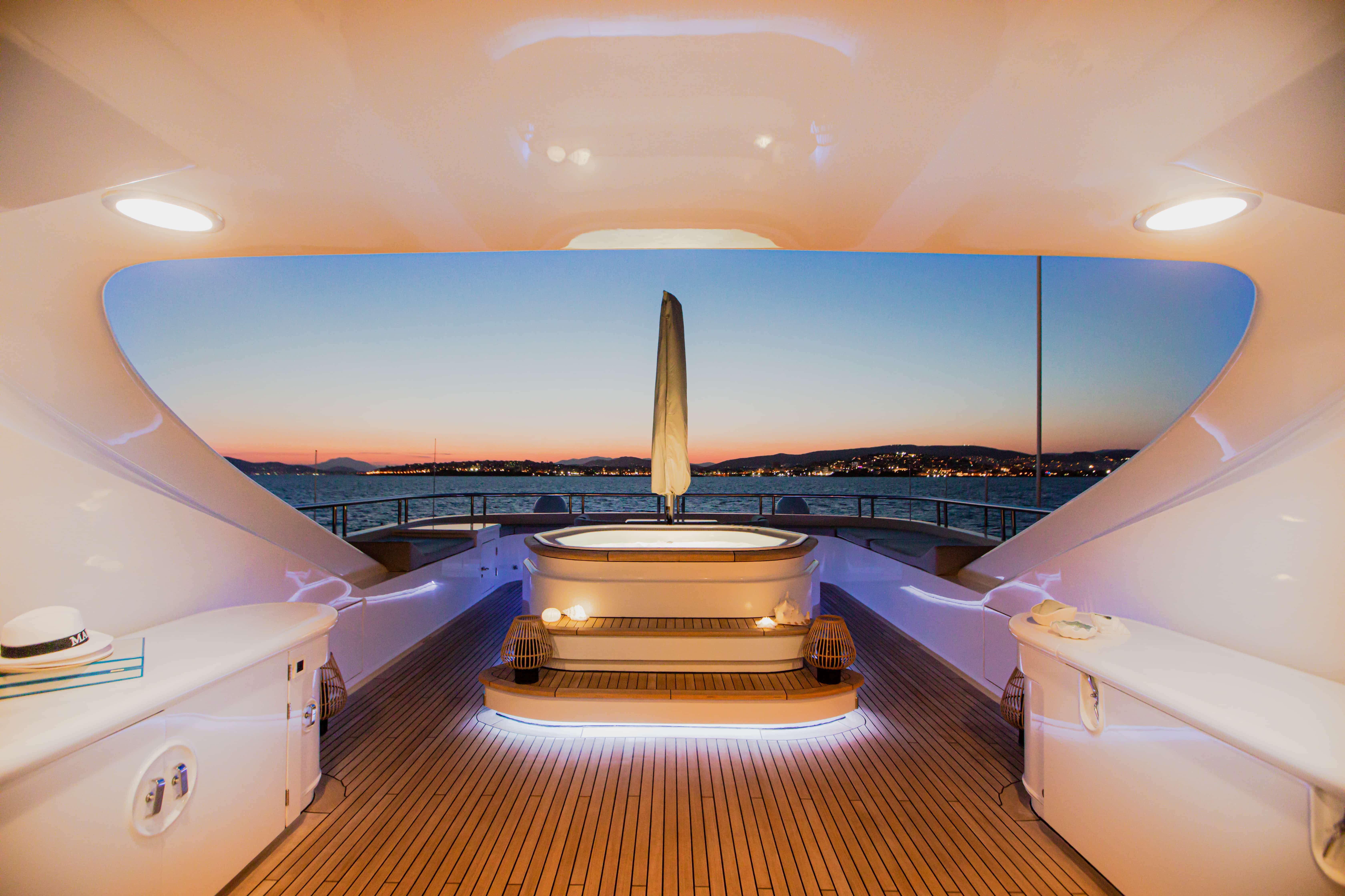 superyacht luxury deck, VIP superyacht deck, superyacht rental Greece