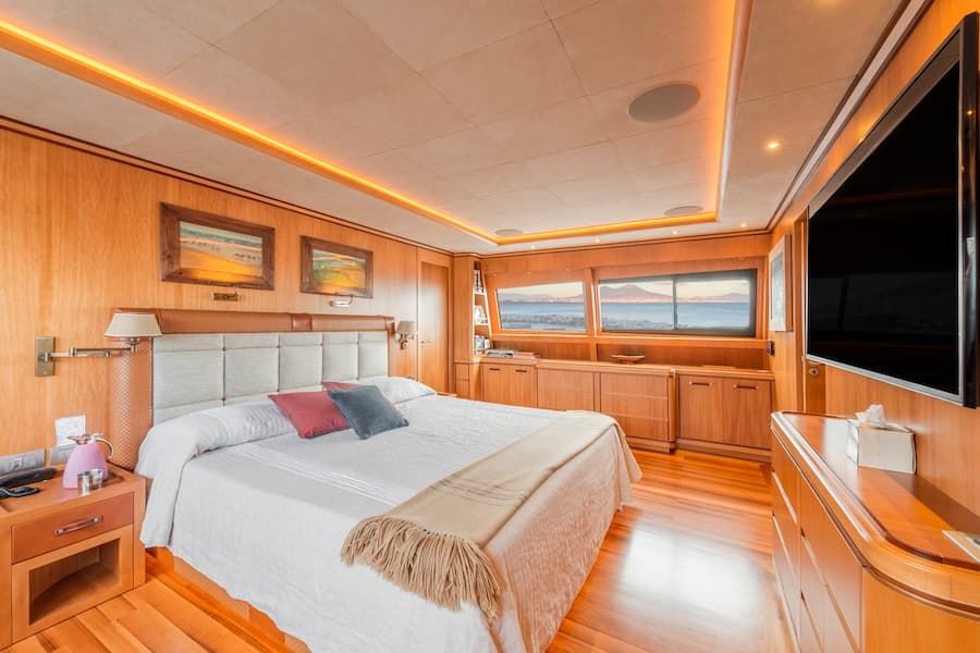 master cabin, yacht accommodation, luxury living Italy