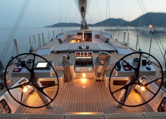 sailing yacht deck, sailing superyacht Greece, luxury sailing yacht