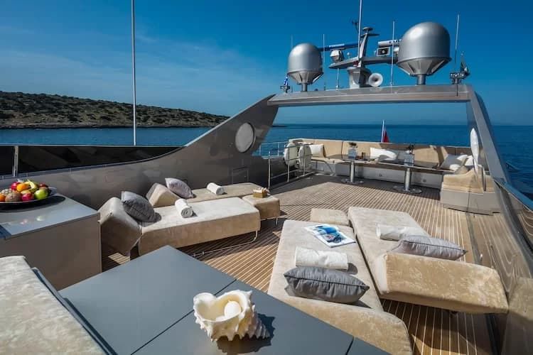luxury yacht deck, luxury yacht charter, yachting Greece